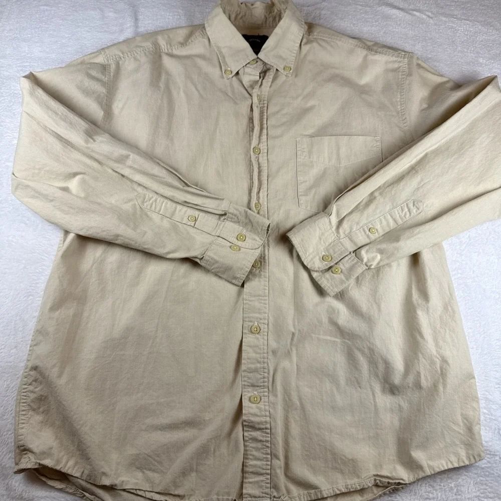 Saugatuck‎ Dry Goods Button Up Shirt Men's Large Khaki Utility Work Shirt